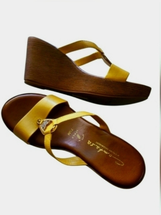 Italian Shoemakers Shoes - Yellow Wedge Sandals by Italian Shoemakers